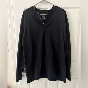 LL Bean Men’s Large Tall Black Long Sleeve Henley Cotton Traditional Fit